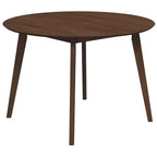 Table à manger 48 po en noyer massif de style milieu de siècle, bord biseauté sécuritaire pour enfants, 4 places, fini teinté brun