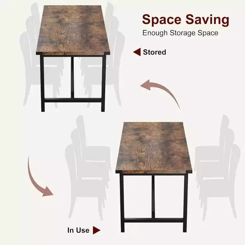 Grande table de cuisine rectangulaire de 180 cm, table à manger en bois de style rustique pour 8 personnes, table de dîner moderne pour la maison, le bureau, la salle à manger, le salon