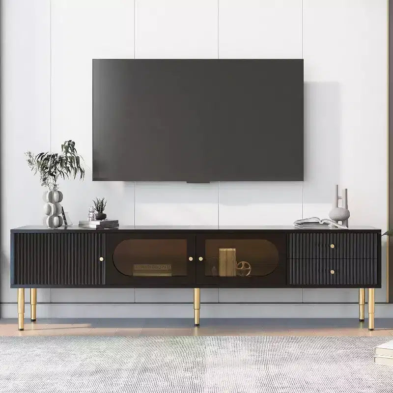 Acekool TV Stand with Storage Drawers and Cabinets, Easy Assembly Media Console for TVs up to 80, White
