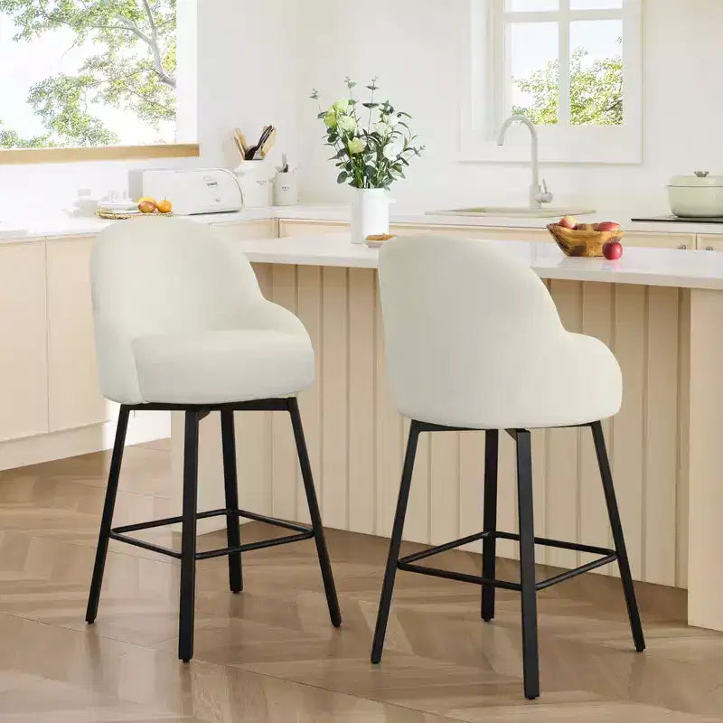 Tabouret de comptoir pivotant moderne Spruce&Spring avec dossier bas incurvé et assise rembourrée moelleuse