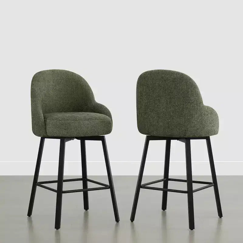 Tabouret de comptoir pivotant moderne Spruce&Spring avec dossier bas incurvé et assise rembourrée moelleuse