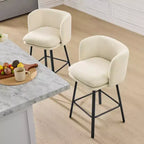 Tabouret de comptoir pivotant Spruce&Spring avec dossier incurvé, assise double épaisseur et piètement en métal