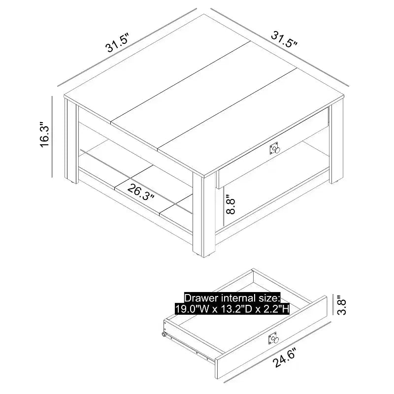 Table basse Galano Philia avec tiroir - Chêne noueux
