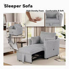 Fauteuil convertible CLIHOME avec USB et 2 oreillers, Canapé-lit une place, Canapé-lit gigogne