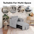 Fauteuil convertible CLIHOME avec USB et 2 oreillers, Canapé-lit une place, Canapé-lit gigogne