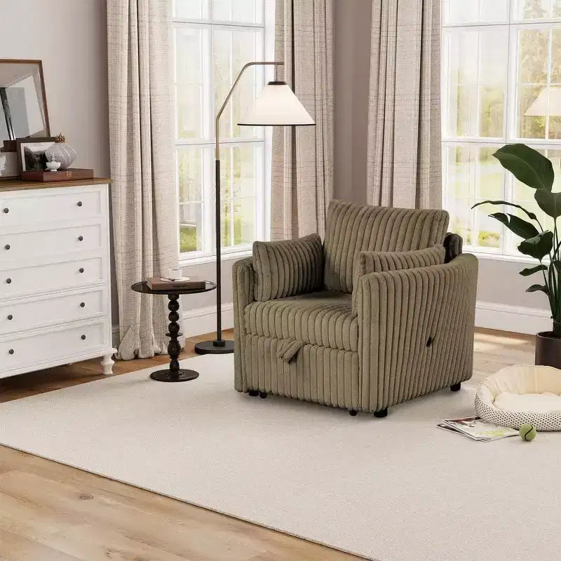 Fauteuil convertible CLIHOME avec USB et 2 oreillers, Canapé-lit une place, Canapé-lit gigogne