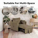 Fauteuil convertible CLIHOME avec USB et 2 oreillers, Canapé-lit une place, Canapé-lit gigogne