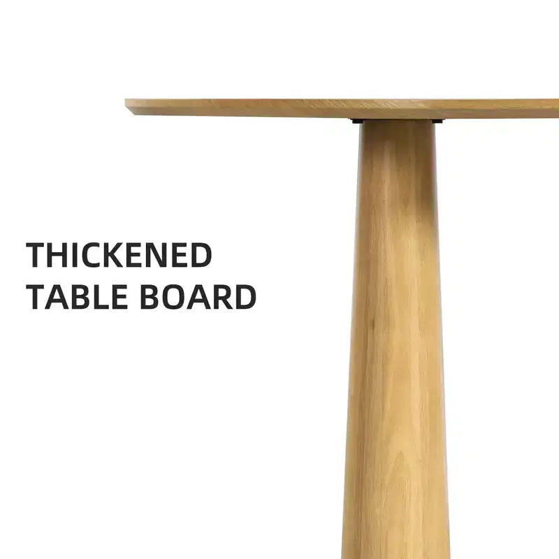 PexFix Table à manger ronde 45" pour 4 personnes avec plateau à bords incurvés et 4 pieds coniques, pour salon, salle à manger, café, bureau, robuste, couleur naturelle