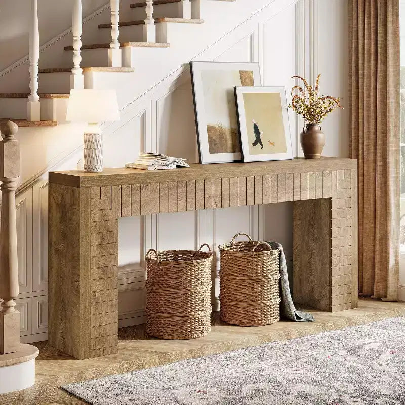 Lantine Table console extra longue de 180 cm pour entrée, table d'appoint étroite derrière le canapé, convient pour couloir, hall d'entrée, salon, marron
