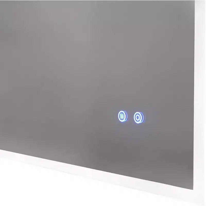 Miroir de salle de bain à LED, Miroir en verre rétroéclairé mural, Miroir lumineux intelligent à double commande (horizontal/vertical) blanc