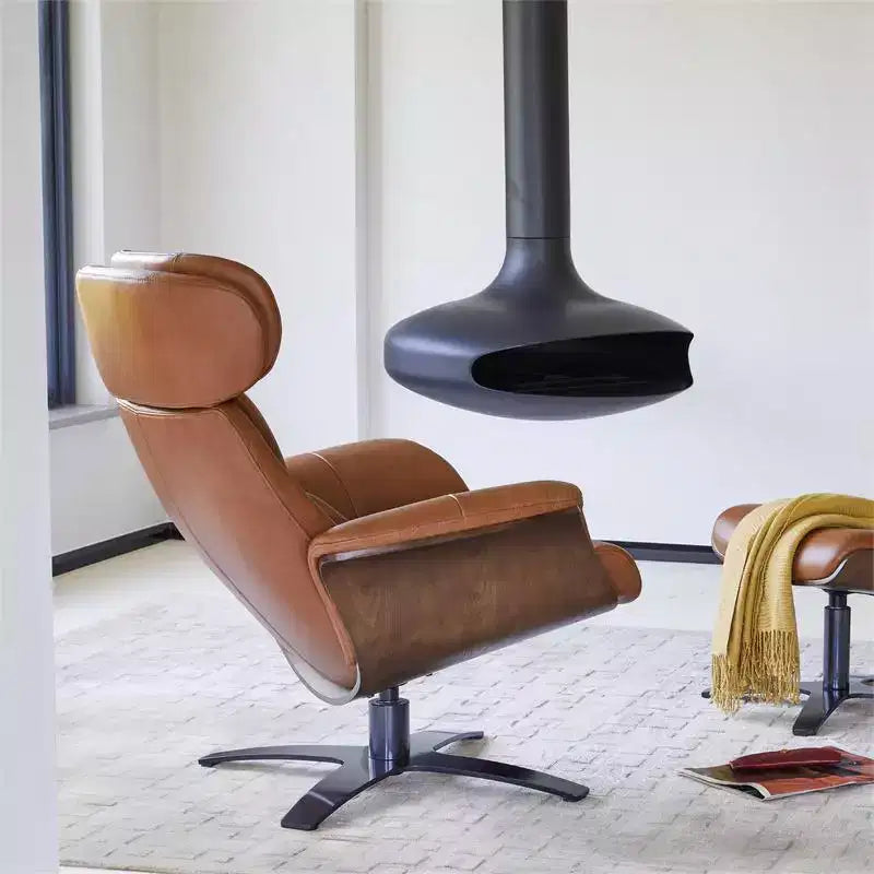 Fauteuil inclinable pivotant Spruce&Spring avec pouf et appuie-tête réglable