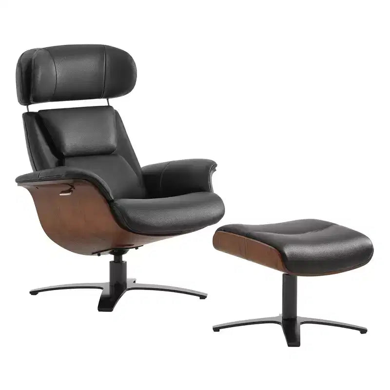 Fauteuil inclinable pivotant Spruce&Spring avec pouf et appuie-tête réglable