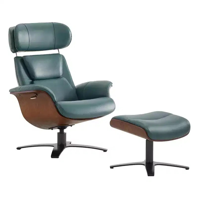 Fauteuil inclinable pivotant Spruce&Spring avec pouf et appuie-tête réglable