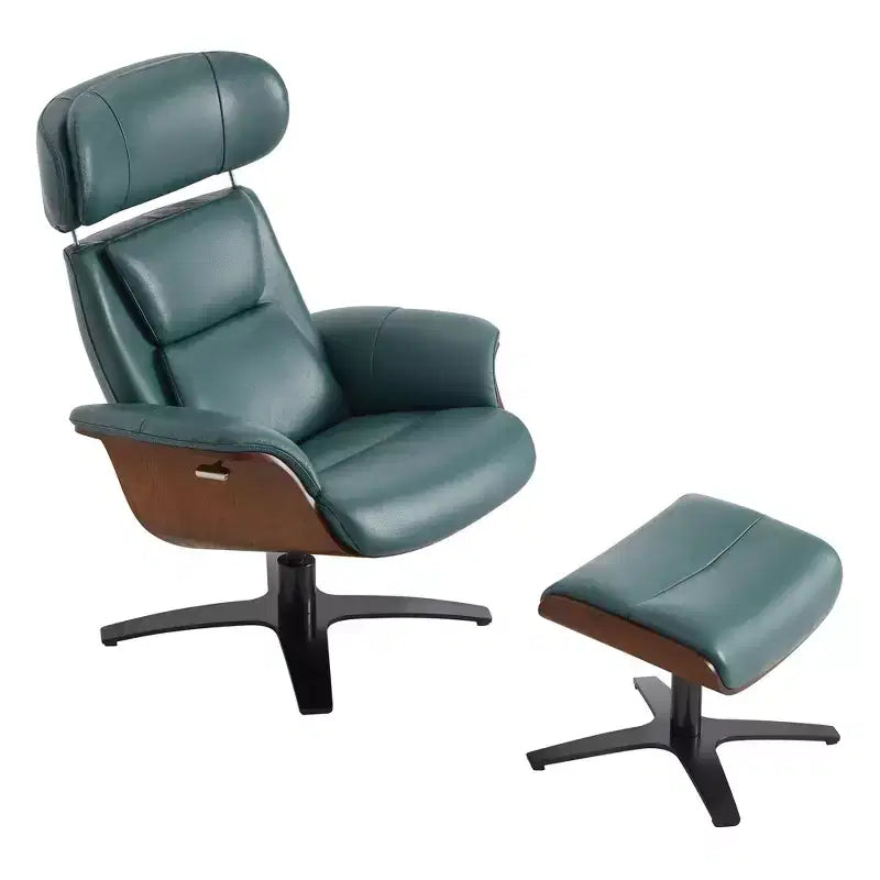 Fauteuil inclinable pivotant Spruce&Spring avec pouf et appuie-tête réglable
