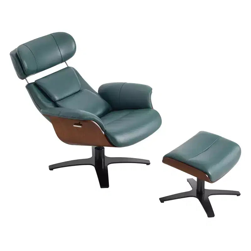 Fauteuil inclinable pivotant Spruce&Spring avec pouf et appuie-tête réglable