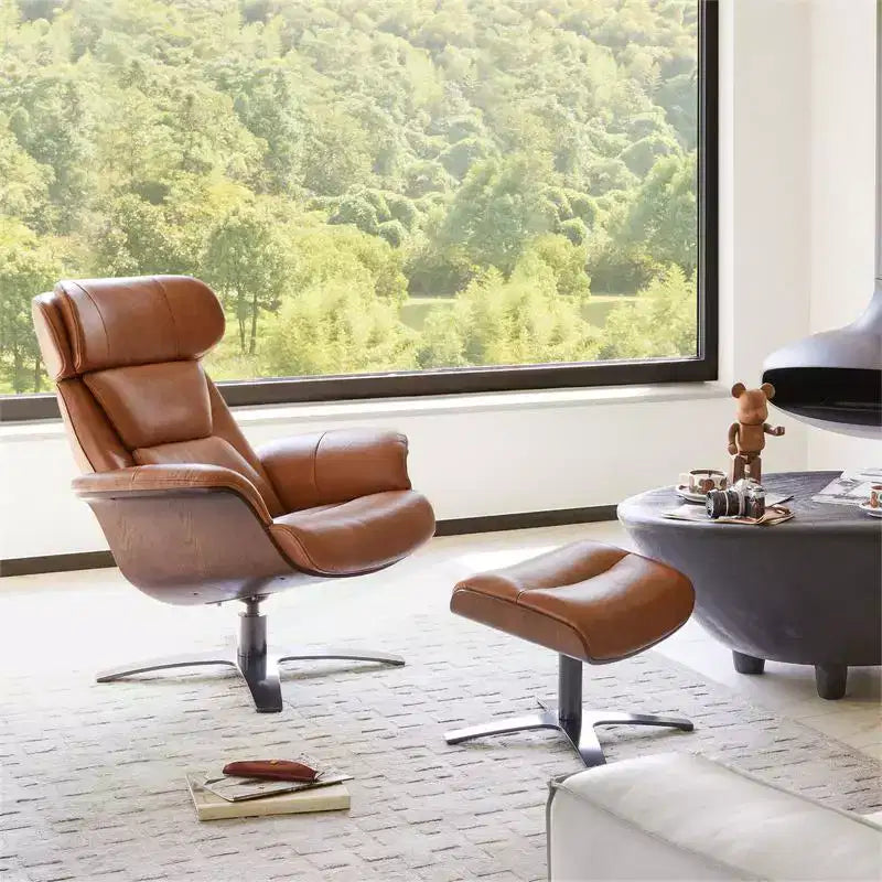 Fauteuil inclinable pivotant Spruce&Spring avec pouf et appuie-tête réglable
