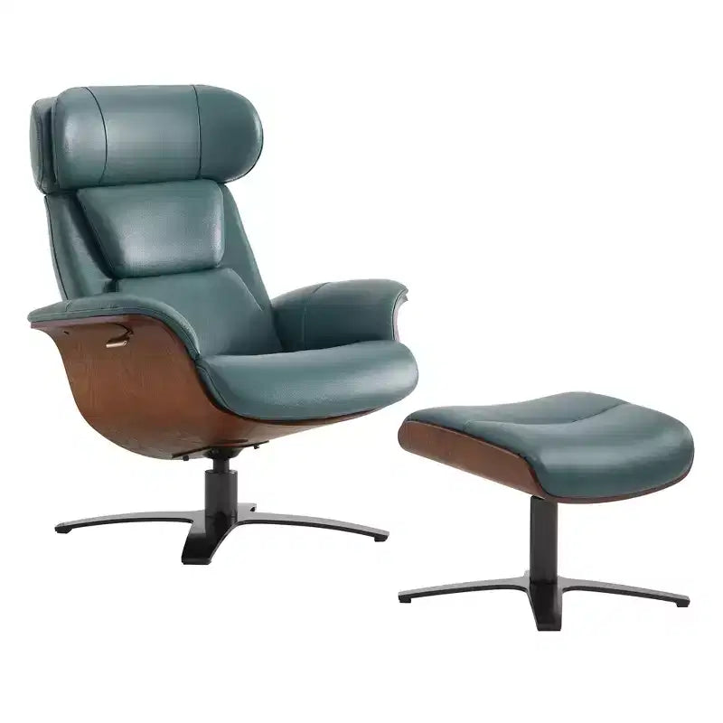 Fauteuil inclinable pivotant Spruce&Spring avec pouf et appuie-tête réglable