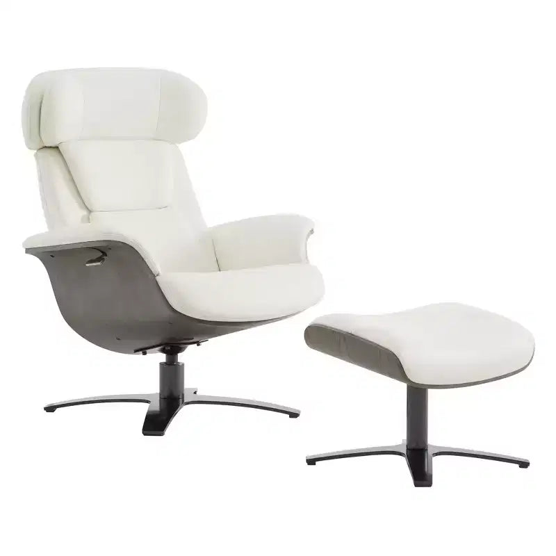 Fauteuil inclinable pivotant Spruce&Spring avec pouf et appuie-tête réglable