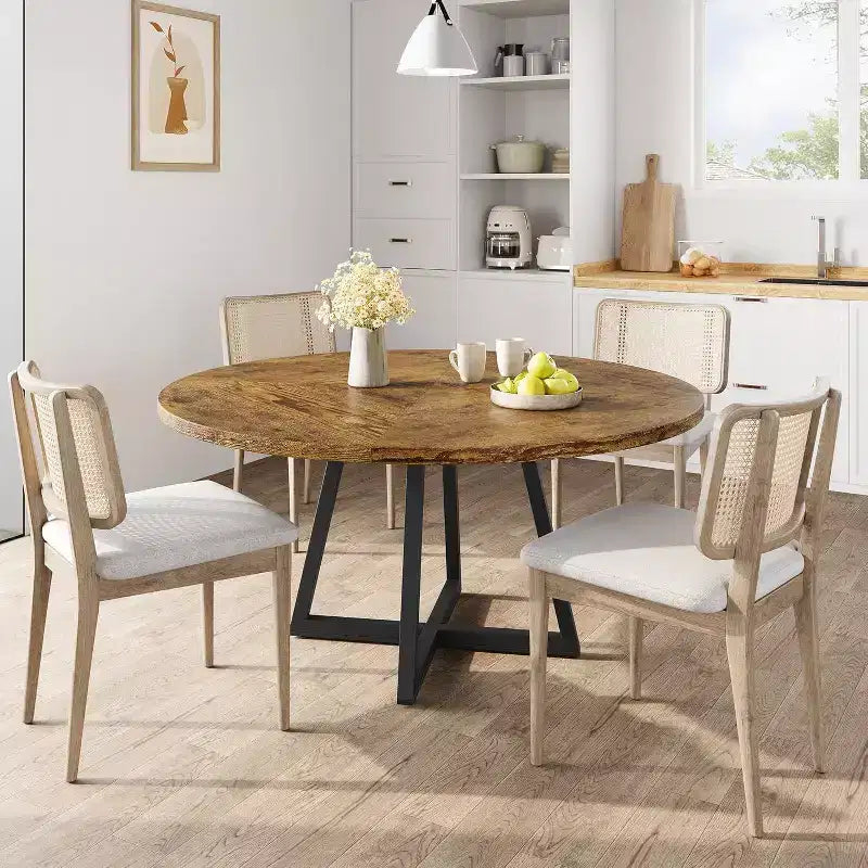 Table à manger ronde Acekool 47 - Style industriel avec base en métal