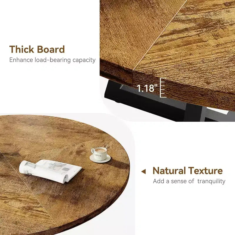 Table à manger ronde Acekool 47 - Style industriel avec base en métal