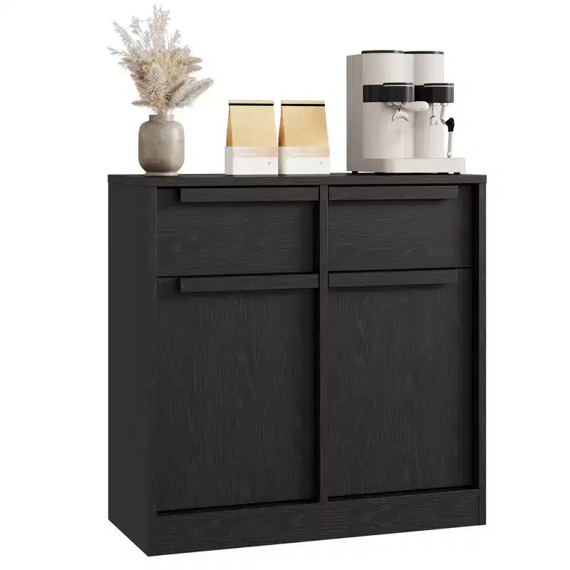 31,5 Meuble de Rangement Buffet, Meuble de Bar à Café d'Entrée avec 2 Tiroirs, Meuble Bas en Bois, Table Console Multimédia pour Salon