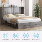 Lit escamotable moderne Queen Size Mjkone avec ports USB, tiroirs et matelas de 12 cm