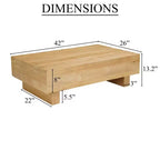Table basse Royal Hampton | Plateau rectangulaire de 42 po | Bois de manguier brun naturel sablé | Bois récolté de manière durable - UPT-333317