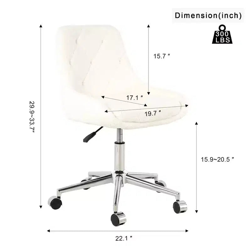Okak Chaise de Bureau Moderne Réglable en Polaire Teddy, Meuble de Salon, Petite Chaise Pivotante pour Bureau, Étude, Studio