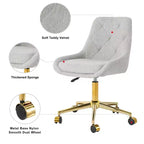 Okak Chaise de Bureau Moderne Réglable en Polaire Teddy, Meuble de Salon, Petite Chaise Pivotante pour Bureau, Étude, Studio