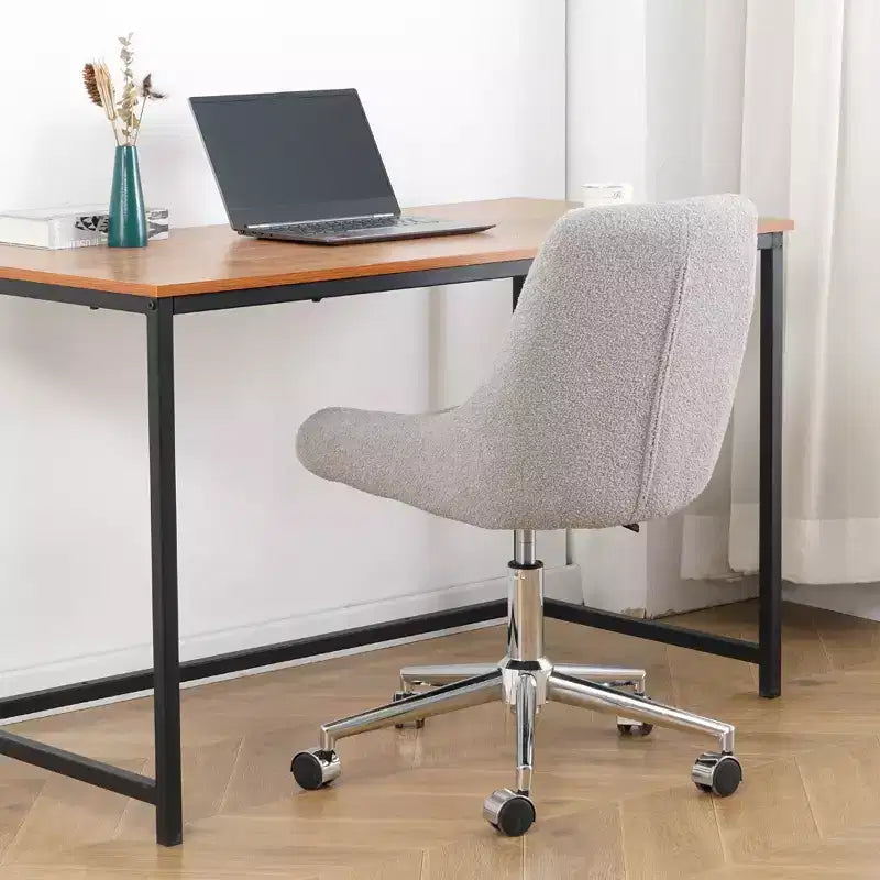 Okak Chaise de Bureau Moderne Réglable en Polaire Teddy, Meuble de Salon, Petite Chaise Pivotante pour Bureau, Étude, Studio