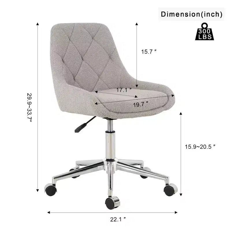 Okak Chaise de Bureau Moderne Réglable en Polaire Teddy, Meuble de Salon, Petite Chaise Pivotante pour Bureau, Étude, Studio