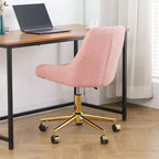 Okak Chaise de Bureau Moderne Réglable en Polaire Teddy, Meuble de Salon, Petite Chaise Pivotante pour Bureau, Étude, Studio