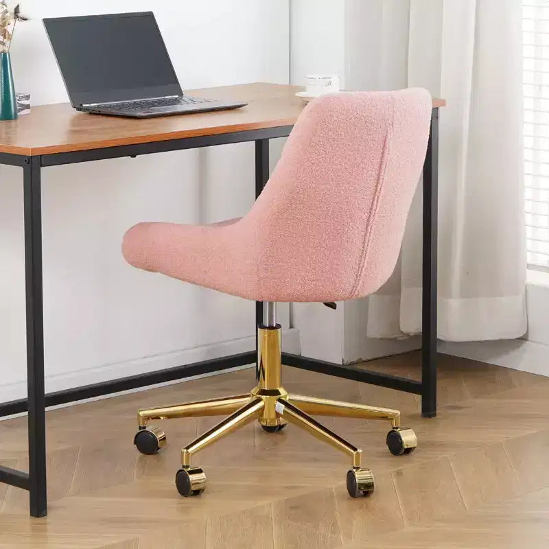 Okak Chaise de Bureau Moderne Réglable en Polaire Teddy, Meuble de Salon, Petite Chaise Pivotante pour Bureau, Étude, Studio