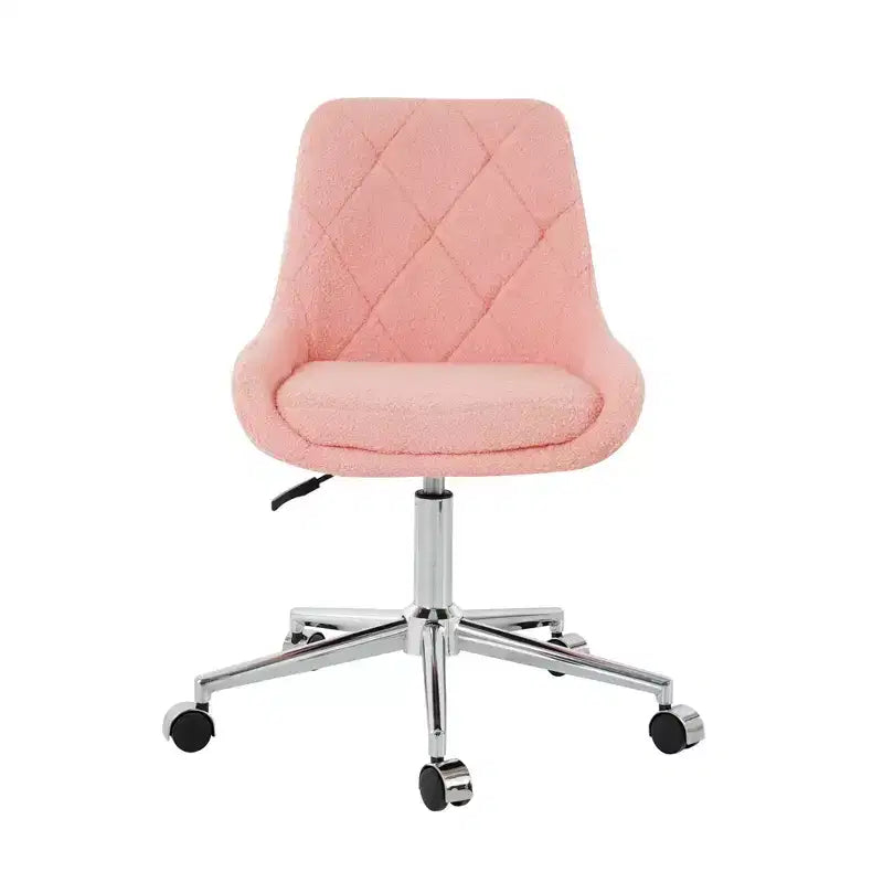 Okak Chaise de Bureau Moderne Réglable en Polaire Teddy, Meuble de Salon, Petite Chaise Pivotante pour Bureau, Étude, Studio