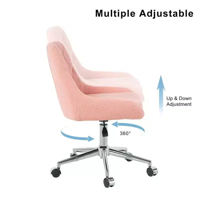 Okak Chaise de Bureau Moderne Réglable en Polaire Teddy, Meuble de Salon, Petite Chaise Pivotante pour Bureau, Étude, Studio