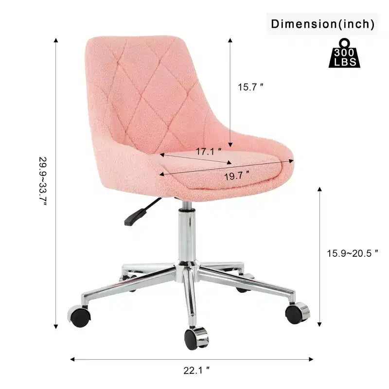 Okak Chaise de Bureau Moderne Réglable en Polaire Teddy, Meuble de Salon, Petite Chaise Pivotante pour Bureau, Étude, Studio