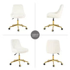 Okak Chaise de Bureau Moderne Réglable en Polaire Teddy, Meuble de Salon, Petite Chaise Pivotante pour Bureau, Étude, Studio