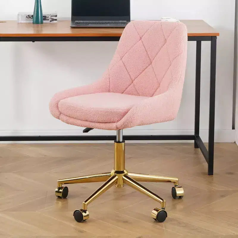 Okak Chaise de Bureau Moderne Réglable en Polaire Teddy, Meuble de Salon, Petite Chaise Pivotante pour Bureau, Étude, Studio