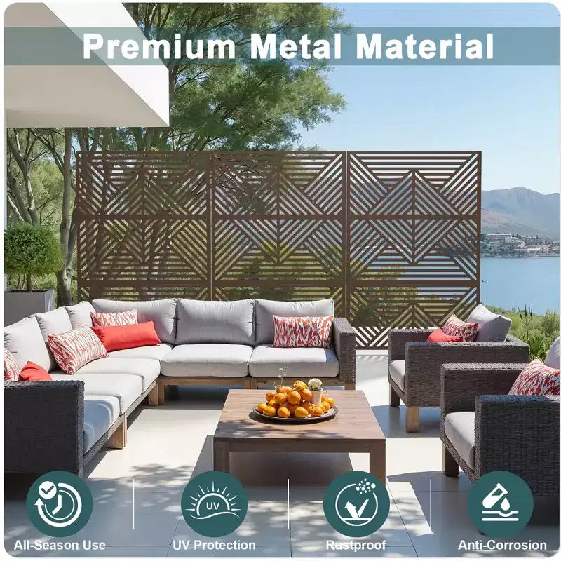MAYEERTY Paravent en Acier Galvanisé Diviseur d'Intérieur et d'Extérieur Paravent Décoratif Autoportant pour Balcon Jardin 1 pièce