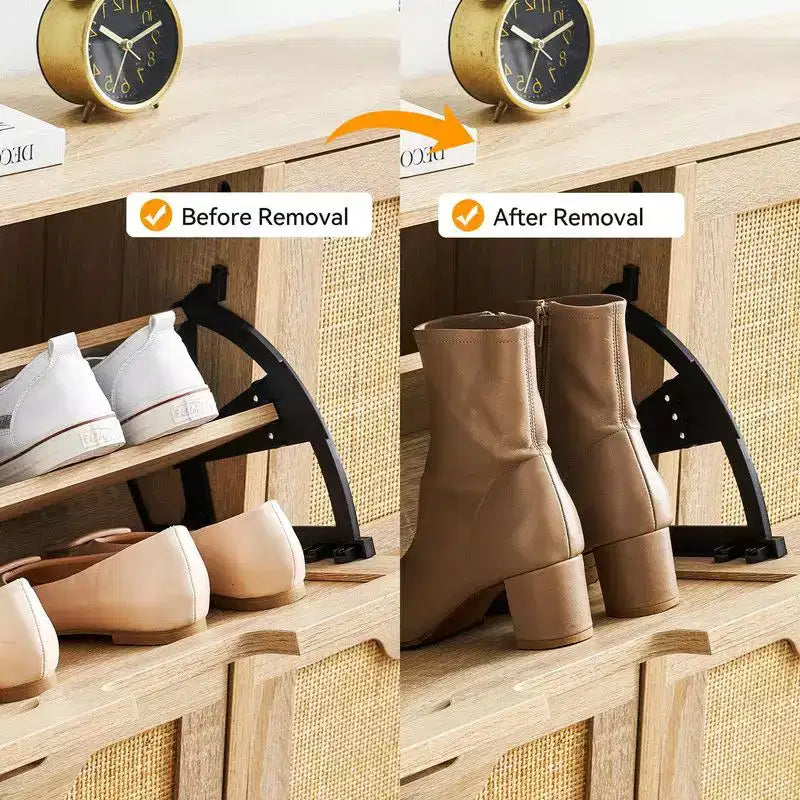 Meuble à chaussures avec 4 tiroirs - Meuble de rangement à chaussures avec panneaux cannelés et 3 niveaux de réglage