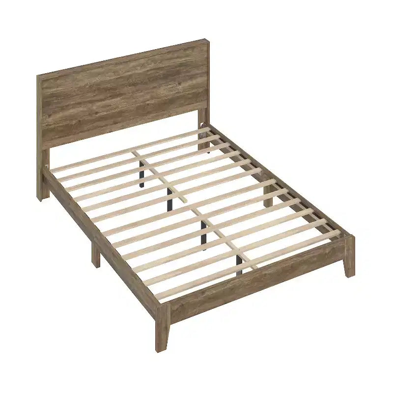 Lit double Galano Queen Payne Luxe avec tête de lit en chêne noueux