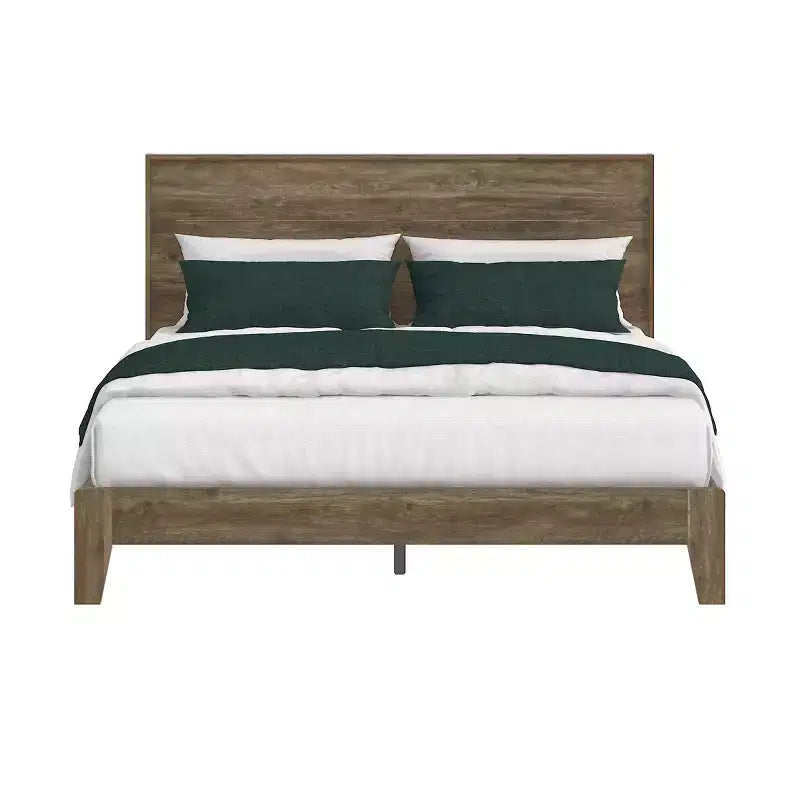 Lit double Galano Queen Payne Luxe avec tête de lit en chêne noueux