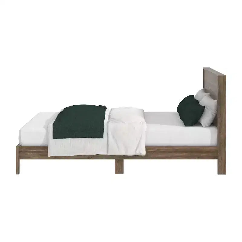 Lit double Galano Queen Payne Luxe avec tête de lit en chêne noueux