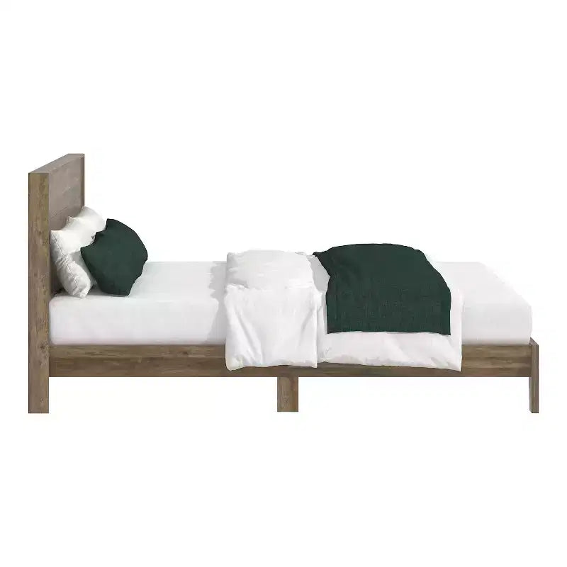Lit double Galano Queen Payne Luxe avec tête de lit en chêne noueux