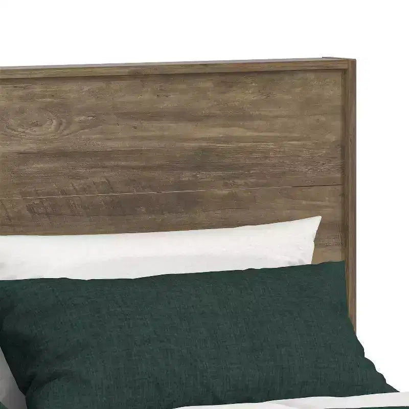 Lit double Galano Queen Payne Luxe avec tête de lit en chêne noueux