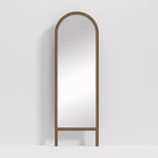 Miroir pleine longueur MAYEERTY en bois massif en forme d'arche noire 64x21x1 pouces sans support