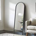 Miroir pleine longueur MAYEERTY en bois massif en forme d'arche noire 64x21x1 pouces sans support