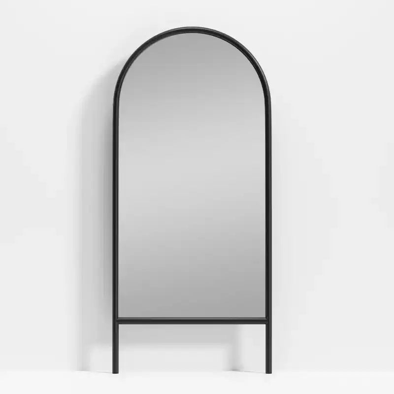 Miroir pleine longueur MAYEERTY en bois massif en forme d'arche noire 64x21x1 pouces sans support