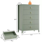 Commode à 5 tiroirs pour chambre à coucher, commode en bois de 81 cm de large avec poignées en métal, organisateur de rangement à cannelures, table de chevet étroite