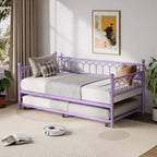Cadre de lit de repos Acekool double avec lit gigogne, lit-canapé plateforme en métal avec station de recharge, lit d'appoint peu encombrant pour chambre, salon
